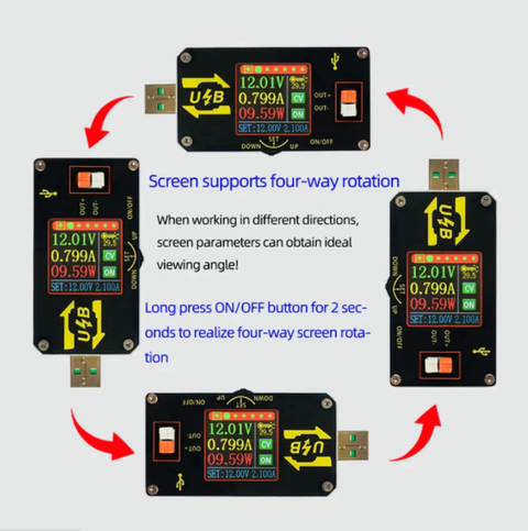 XY-UDP Strømforsyning med farveskærm USB drevet