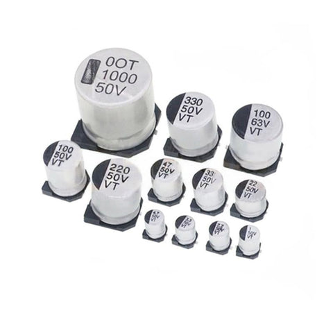 50V 1/2.2/3.3/4.7/10/22/33/47/100/220/330/1000µF SMD Aluminum Electrolytic Capacitor