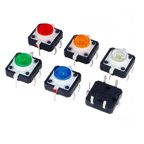 12 x 12 x 7.3 mm 4-Pin DIP Micro Touch Switch with LED Button