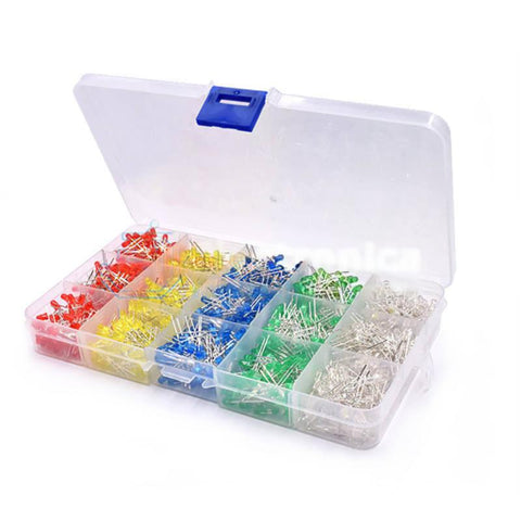 1000 pcs 3MM LED Box Kit (Red/Yellow/Blue/Green/White)