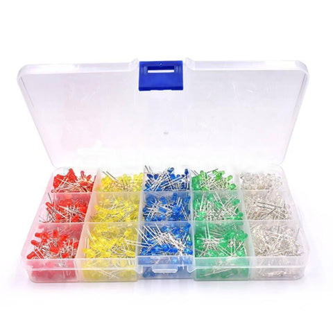 1000 pcs 3MM LED Box Kit (Red/Yellow/Blue/Green/White)