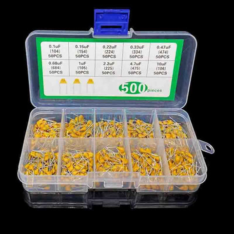 500 pcs 10 Kinds 0.1-10 µF Monolithic Capacitor Kit