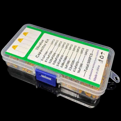 500 pcs 10 Kinds 0.1-10 µF Monolithic Capacitor Kit