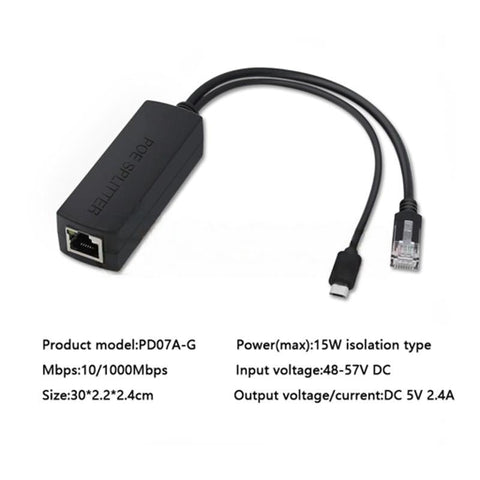 48V to 5V POE/Micro USB Splitter for Raspberry Pi