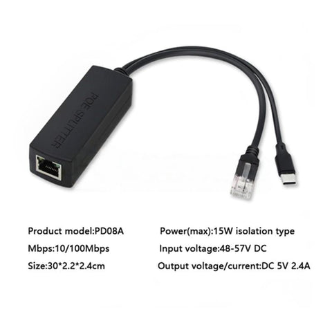 48V to 5V POE/Micro USB Splitter for Raspberry Pi