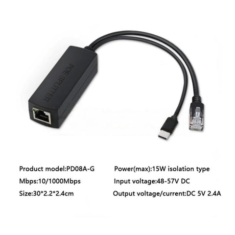 48V to 5V POE/Micro USB Splitter for Raspberry Pi