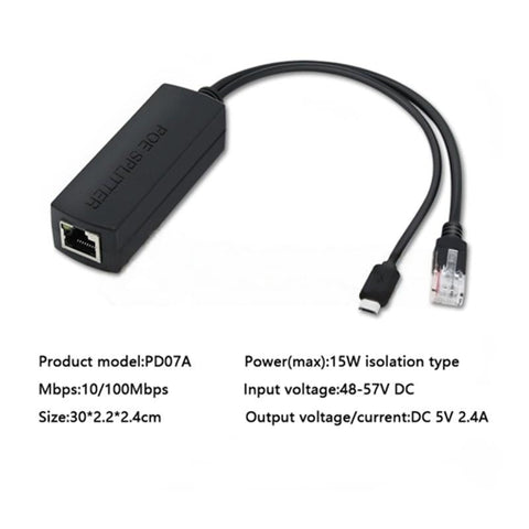 48V to 5V POE/Micro USB Splitter for Raspberry Pi