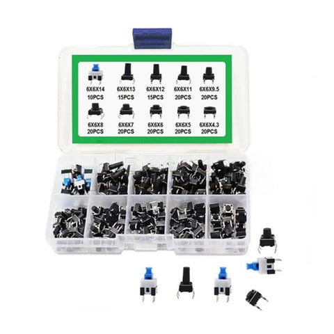 180 pcs 10 Values Switch Button Kit