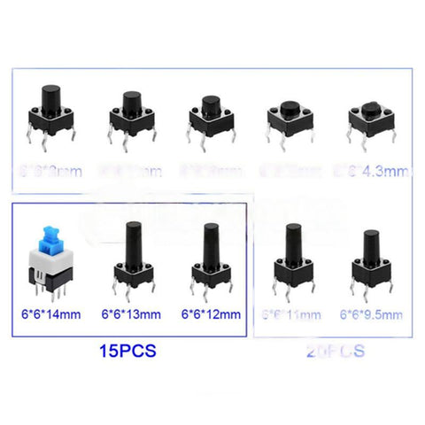 180 pcs 10 Values Switch Button Kit