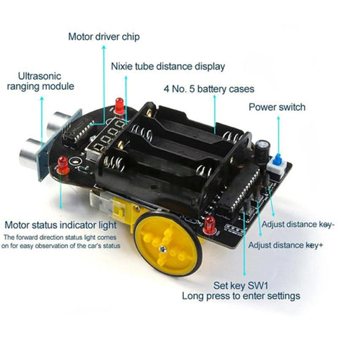 51 Single-Chip Ultrasonic Obstacle Avoidance Car DIY Kit
