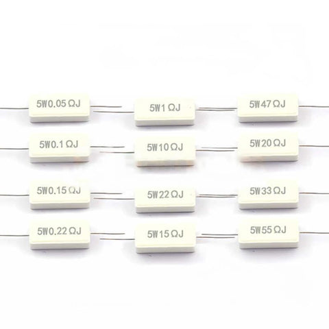 10 pcs SQP-5W Horizontal Ceramic Cement Resistor