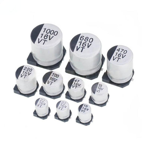 16V 10/22/33/47/100/220/470/680/1000µF SMD Aluminum Electrolytic Capacitor